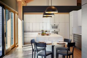Custom cabinetry throughout The Avon House ensures a clean and functional aesthetic, reflecting the family's vision for a timeless, modern home, by Fusion Designed Interiors.