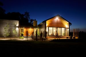 Shou Sugi Ban exterior of The Avon House in Avon, MN, designed by Fusion Designed Interiors, showcasing sustainable and modern design.