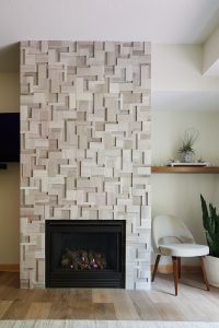 Living room detail in Stillwater, MN condo, featuring handcrafted artisan pieces selected by Fusion Designed Interiors.