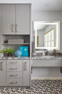 Eco-friendly bathroom design emphasizing holistic and sustainable elements by Fusion Designed Interiors.